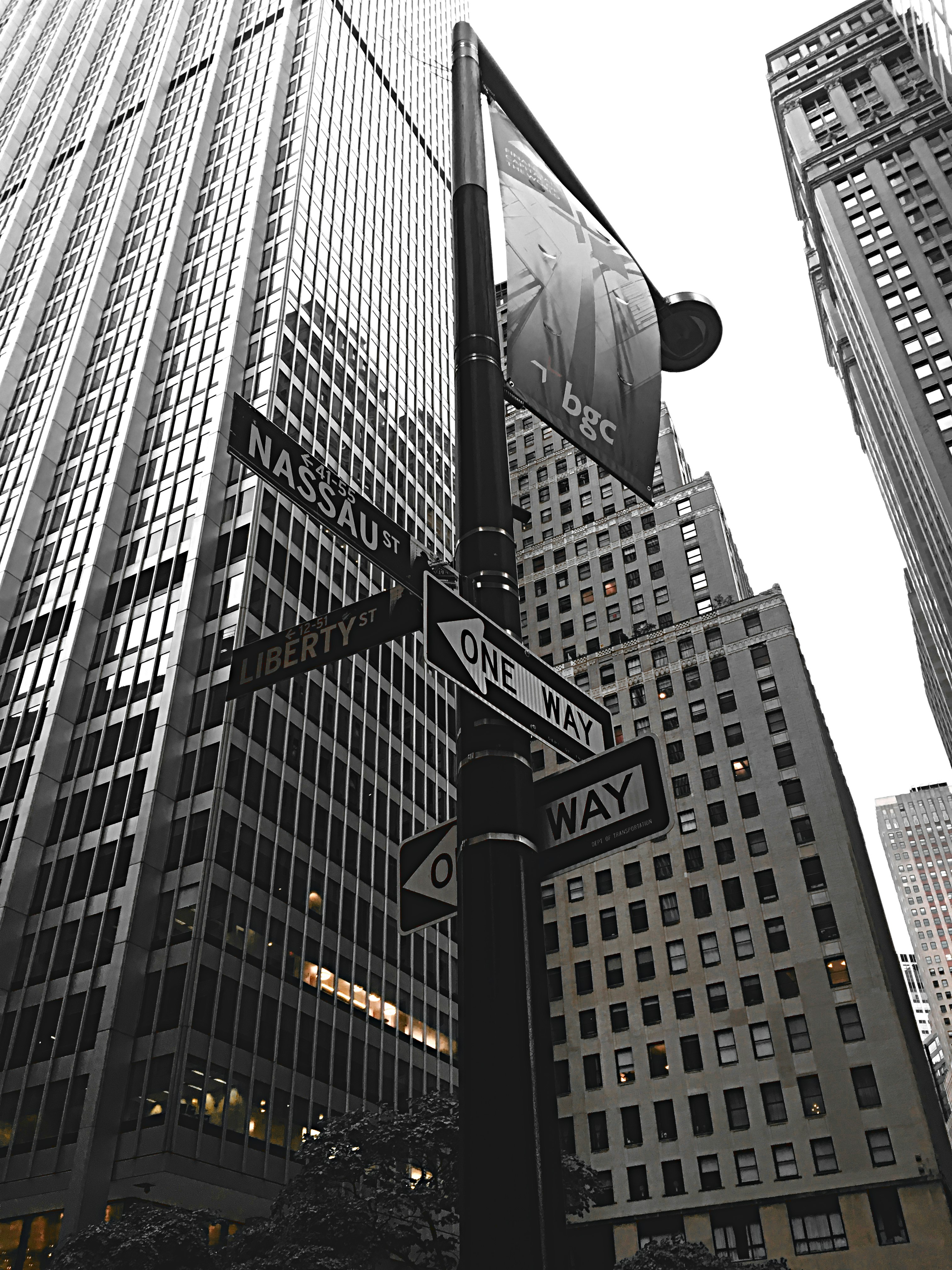 black and white street light